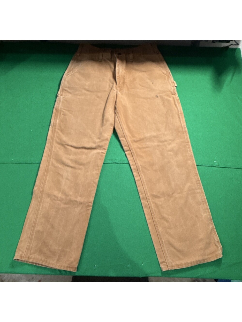 Carhartt B11-BRN Brown Canvas Work Pants Dungarees Men's 32x34 Distressed